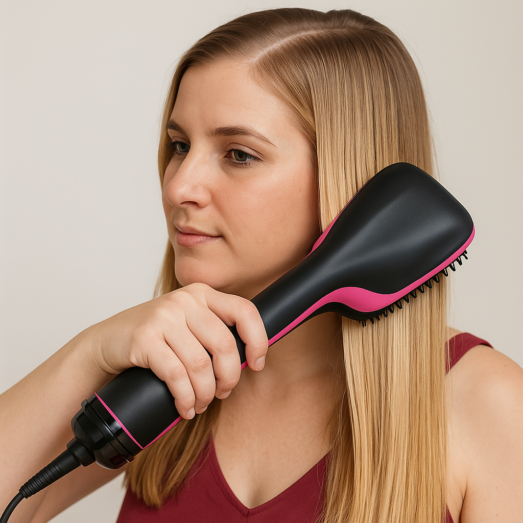 Femme cheveux lisse cheveux brosse chauffante ionique