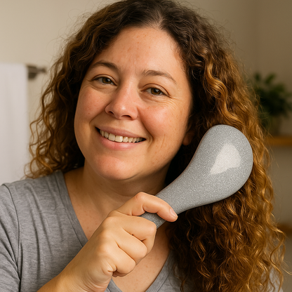 Femme cheveux ondulés brosse cheveux à cheveux gris